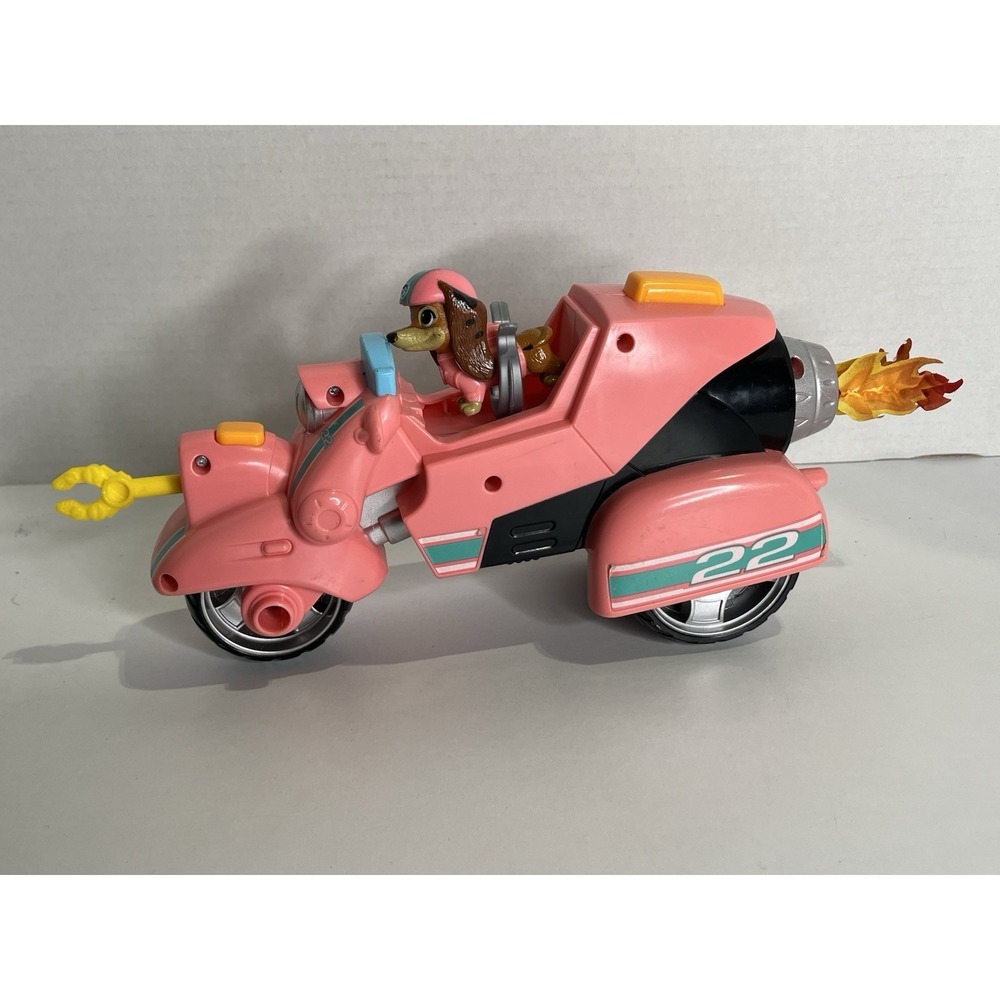 Paw Patrol The Movie Liberty Figure Pink Motorcycle with Projectile & Flames